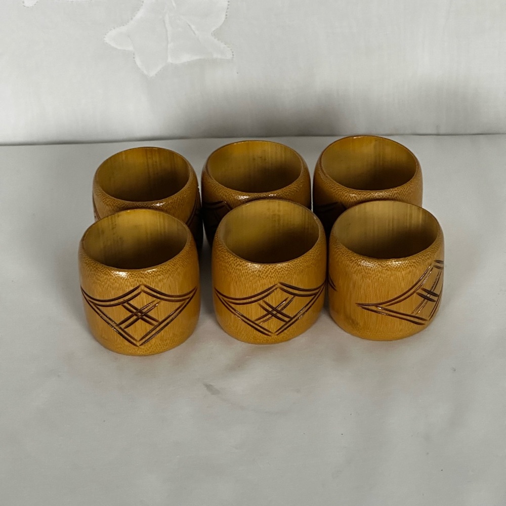 Set of 6 Bamboo Napkin Rings, BohoChick, Cottage Vibes - Picture 4 of 7